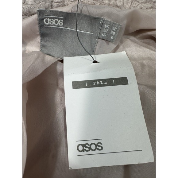 ASOS Coat Womens 6 Tall Beige Overcoat Boucle Textured - Picture 9 of 12